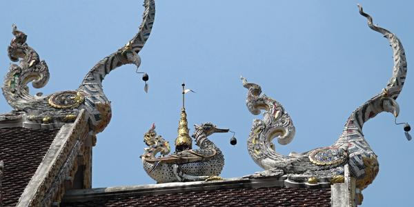 Detail střechy chrámu Wat Phrathatsutonmongkonkiree