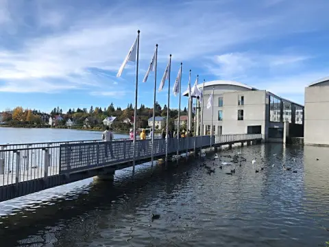 Reykjavík, radnice přímo na rybníku Tjornin